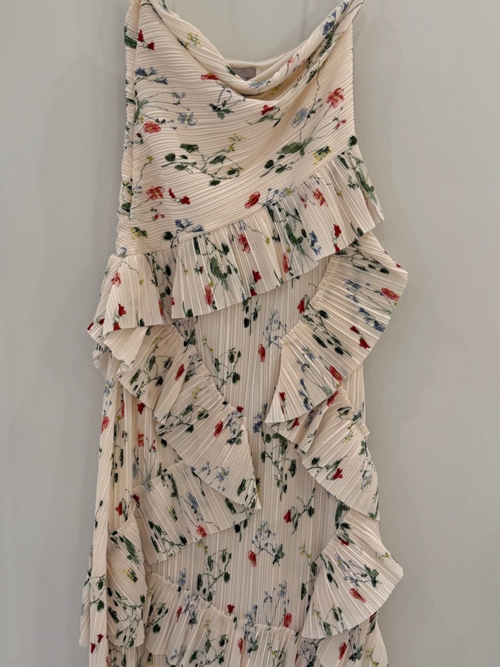 Zara Cream Floral Ruffle Midi Dress